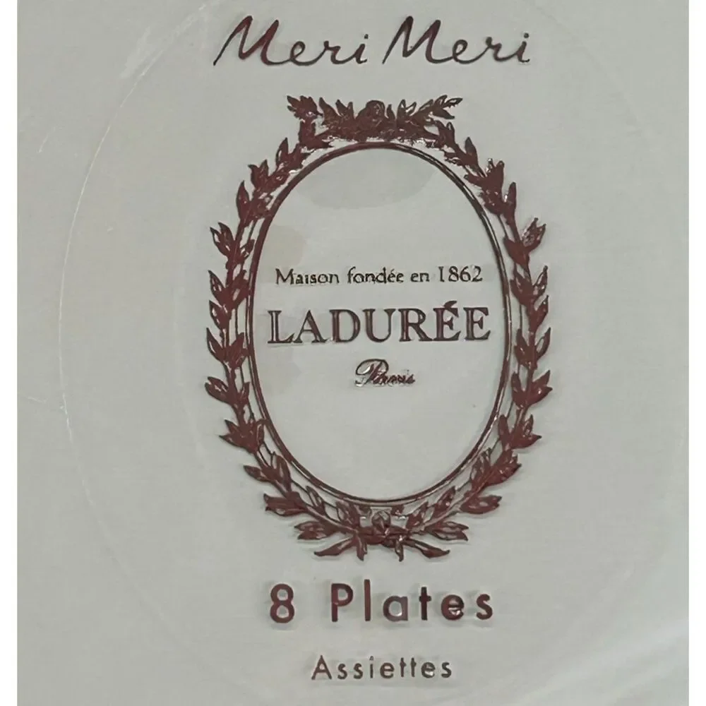 Meri Meri Laduree Paris 8-Green/Gold Paper Plates Per Package, 7-Packages Total